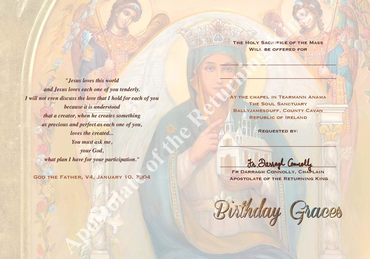 Birthday Graces Mass Card
