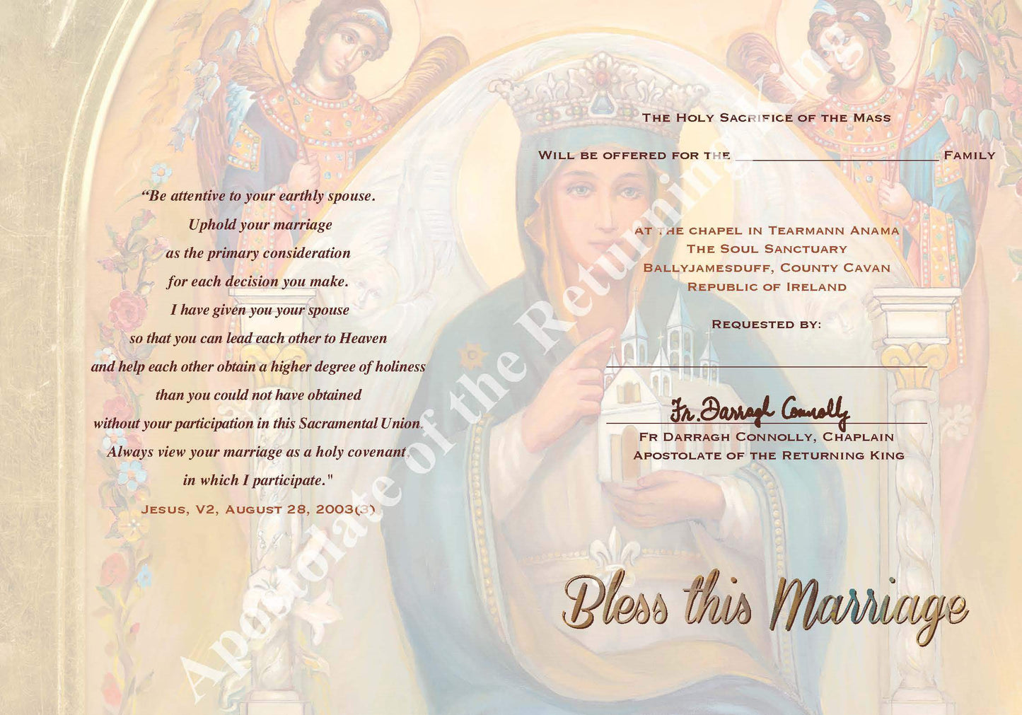 Bless This Marriage Mass Card